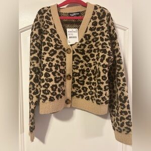 Leopard Print Cardigan Sweater - Girls 8/10 - NWT